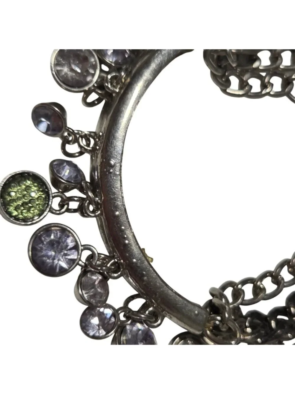 Y2 Glam Charm Bracelet Silver Tone Multi Strand Bracelet Rocker Fashion Jewelry